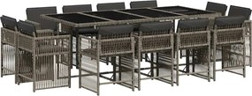 vidaXL Set mobilier de grădină cu perne, 13 piese, gri, poliratan