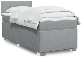 vidaXL Pat continental cu saltea, gri deschis, 80x200 cm, textil