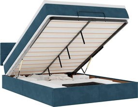 vidaXL Cadru de pat otoman cu saltea Albastru închis 140x190cm catifea