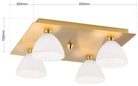 Plafoniera eleganta design modern OPALDESIGN 4L, auriu mat