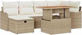 vidaXL Set de canapele pentru grădină 7 pcs Bej poliratan