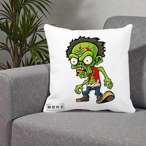 Perna Decorativa Zombie Halloween, 40x40 cm, Alba Mata, Husa Detasabila, Perna Inclusa, BEKZ®