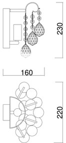 Aplică de cristal Brilagi CRYSTAL 1xE14/60W/230V crom lucios