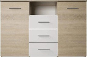 Comoda GABRIELA, stejar sonoma/alb, PAL laminat, 120x38x80 cm