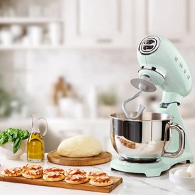 Mixer planetar SMEG SMF03PGEU, 800 W, 4,8 l, 10 viteze, Functie de pornire treptata, Verde pastel