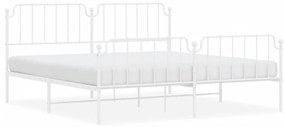373961 vidaXL Cadru pat metalic cu tăblie de cap/picioare , alb, 200x200 cm