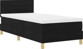 vidaXL Pat cu arc LED cu saltea cu led Negru 90 x 190 cm țesătură