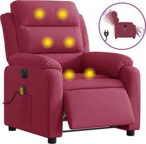 vidaXL Fotoliu electric de masaj rabatabil, roșu vin, catifea