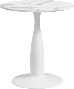 HOMCOM Masă rotundă, oțel vopsit electrostatic, MDF cu melamină, picioare antiderapante, 70 x 74 cm, Alb | Aosom Romania