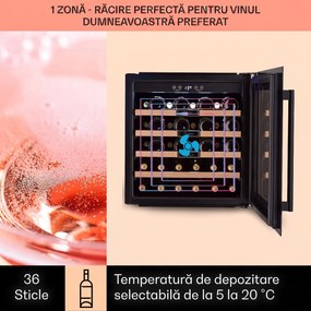 Klarstein Vinsider 36 Built-In Uno, frigider pentru vin încorporat, 36 sticle, 92 litri, oțel inoxidabil