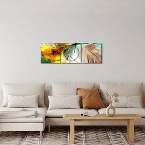 Tablou - Frunze cu pană (cu ceas) (90x30 cm)