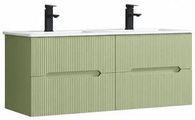 Trent 120 dulap de baie inferior cu chiuvetă ceramică 4 sertare, verde deschis