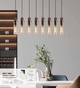 Lustra moderna cu 8 pendule Sweden II moca, chihlimbar