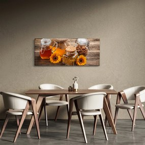 Tablou - Natura morta cu borcane de miere (120x50 cm)
