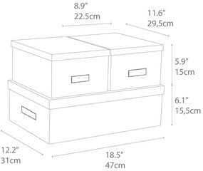 Set 3 cutii de depozitare Bigso Storage Box of Sweden Inge, alb