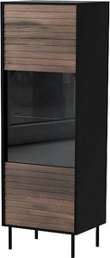 Vitrina CORTINA, nuc/negru, PAL laminat/sticla, 53x40x182 cm