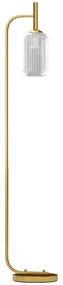 HOMCOM Lampă de Podea Modernă cu Luminozitate Reglabilă, Abajur din Sticlă și Întrerupător de Picior, 29x25x153 cm, Auriu | Aosom Romania