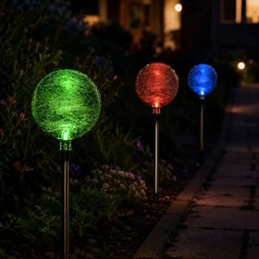 Set lămpi solare LED pentru grădină - 3 becuri de sticlă ce își schimbă culoare