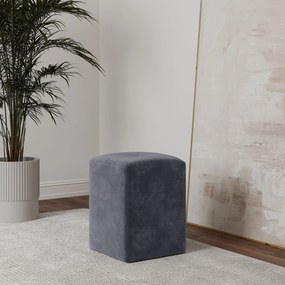 Taburet Tapitat Talin, Cenusiu, Stofa, L 35 x l 35 x H 45 cm