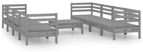 3082519 vidaXL Set mobilier de grădină, 9 piese, gri, lemn masiv de pin