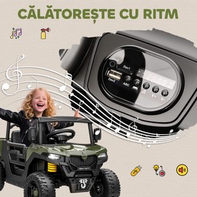AIYAPLAY Mașină Electrică pentru Copii 12V cu Telecomandă, Suspensii, Portbagaj și Muzică, Vârsta 3-8 Ani, Verde | Aosom Romania