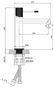 Cersanit S951-598 - Baterie lavoar ZEN 20 cm negru