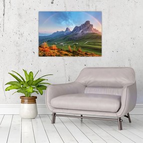 Tablou pe sticlă cu curcupeu deasupra stâncilor (70x50 cm)
