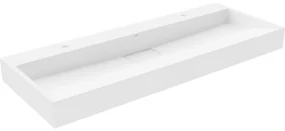 Mexen Ava chiuvetă pe blat din conglomerat 2 orificii 120 x 46 cm, Albă - 23011202