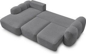 Colțar gri extensibil/cu spațiu de depozitare cu tapițerie din țesătură bouclé (cu colț pe partea stângă/cu șezlong) Montaigne – Bobochic Paris