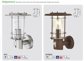 Aplica de perete exterior cu senzor de miscare IP44 Edgeware maro rustic