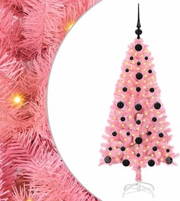 vidaXL Brad de Crăciun cu 150 LED cu suport Roz 120 cm PVC