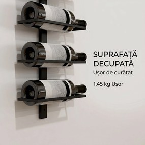 HOMCOM Suport pentru Sticle de Vin cu Montare pe Perete, 27x10x116 cm, Negru | Aosom Romania