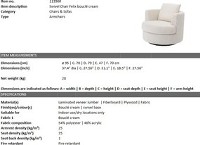 Fotoliu pivotant design elegant LUX Felix, crem 113960 HZ