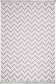 Covor 23002A, 60x100 cm, forma dreptunghiulara, bumbac, roz/alb