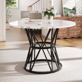 Masă rotundă pentru 4 persoane, Alb+Negru | Aosom Romania