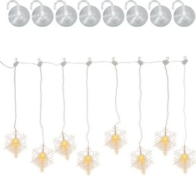 Perdea luminoasă de Crăciun, fulgi de zăpadă, 8 LED-uri, alb