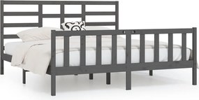 vidaXL Cadru de pat, gri , 200x200 cm, lemn masiv de pin
