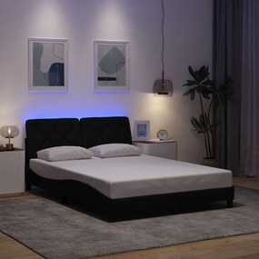 vidaXL Cadru de pat cu LED fără saltea Negru 120x200 cm Stofa