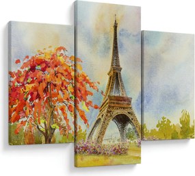 Tablou pictat cu turnul Eiffel (90x60 cm)