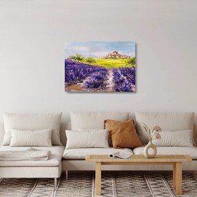 Tablou pe sticlă - Provence, Franța, pictură în ulei (70x50 cm)
