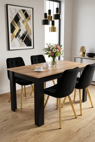 OFERTA Scaun de dining SORIA VELVET cu picioare aurii, negru calitatea II