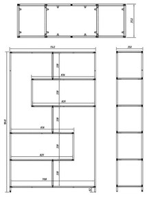 Bibliotecă neagră/în culoare naturală cu aspect de lemn de stejar 114x185 cm Seaford – Actona