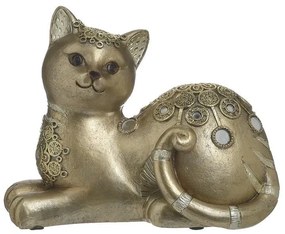Pisica decor din rasina Gold 19 cm x 14 cm