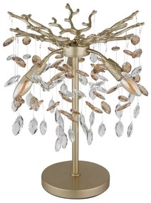 Veioza metal auriu mat, cristale de sticla QUEENA