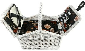 Coș picnic pentru 2 persoane, alb, 38 x 26 x 26 cm