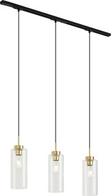 Sistem de șină modern negru cu 3 pendule aurii cu sticlă transparentă monofazat - Iconic Laura