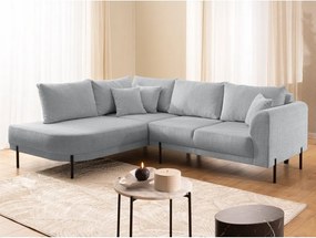 Colțar gri deschis cu tapițerie din chenille (cu colț pe partea stângă/în formă de ”L”) Mauris – Ropez