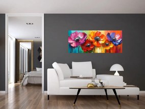 Tablou - Cinci flori colorate (120x50 cm)