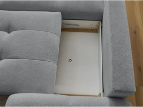 Colțar gri extensibil/cu spațiu de depozitare cu tapițerie din chenille (cu colț pe partea stângă/cu șezlong) Roxelane – Bobochic Paris