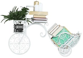 Ghiveci de flori RETRO in forma de bicicleta, alb, ALENTO Alb